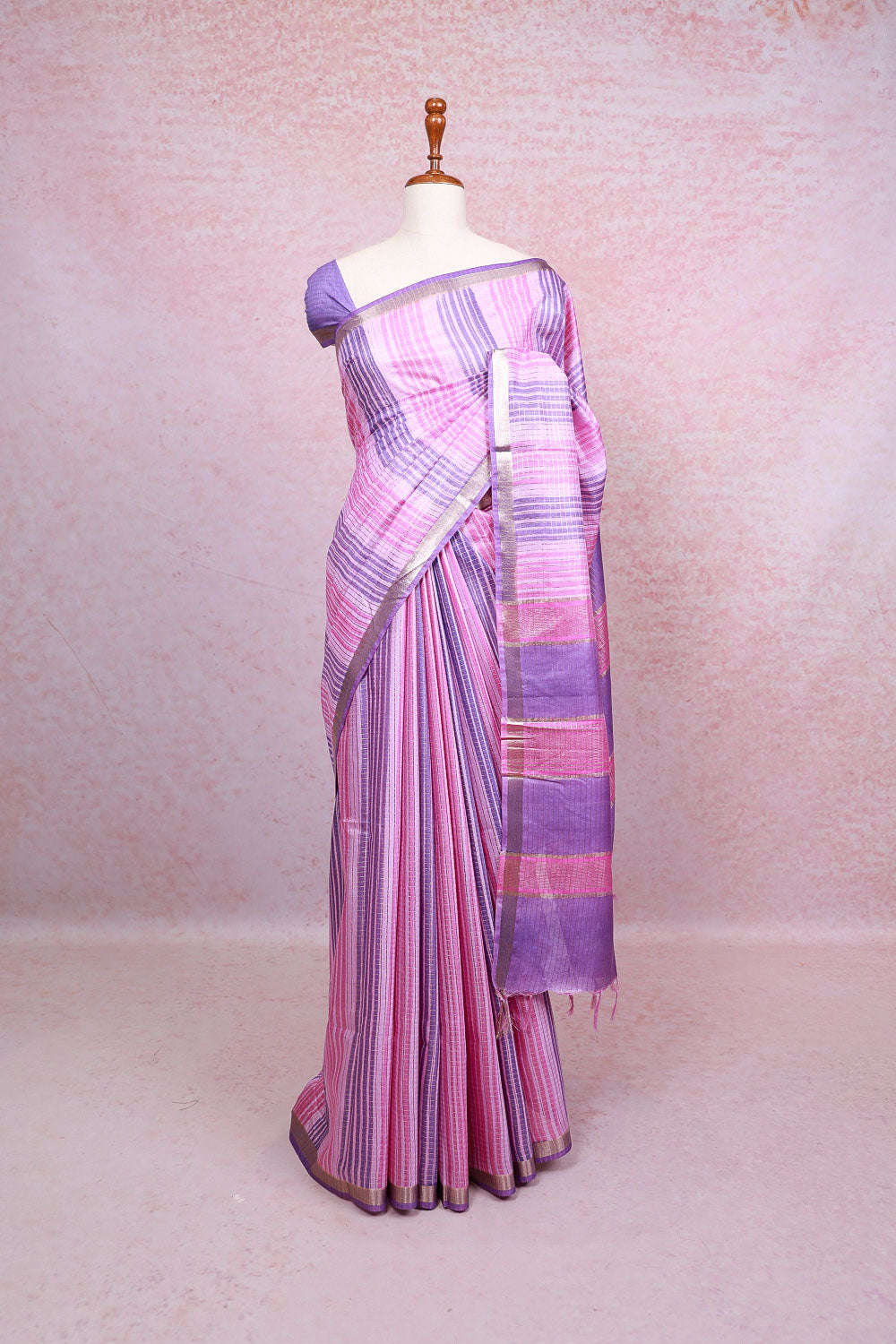 Lavender Semi Tussar Saree