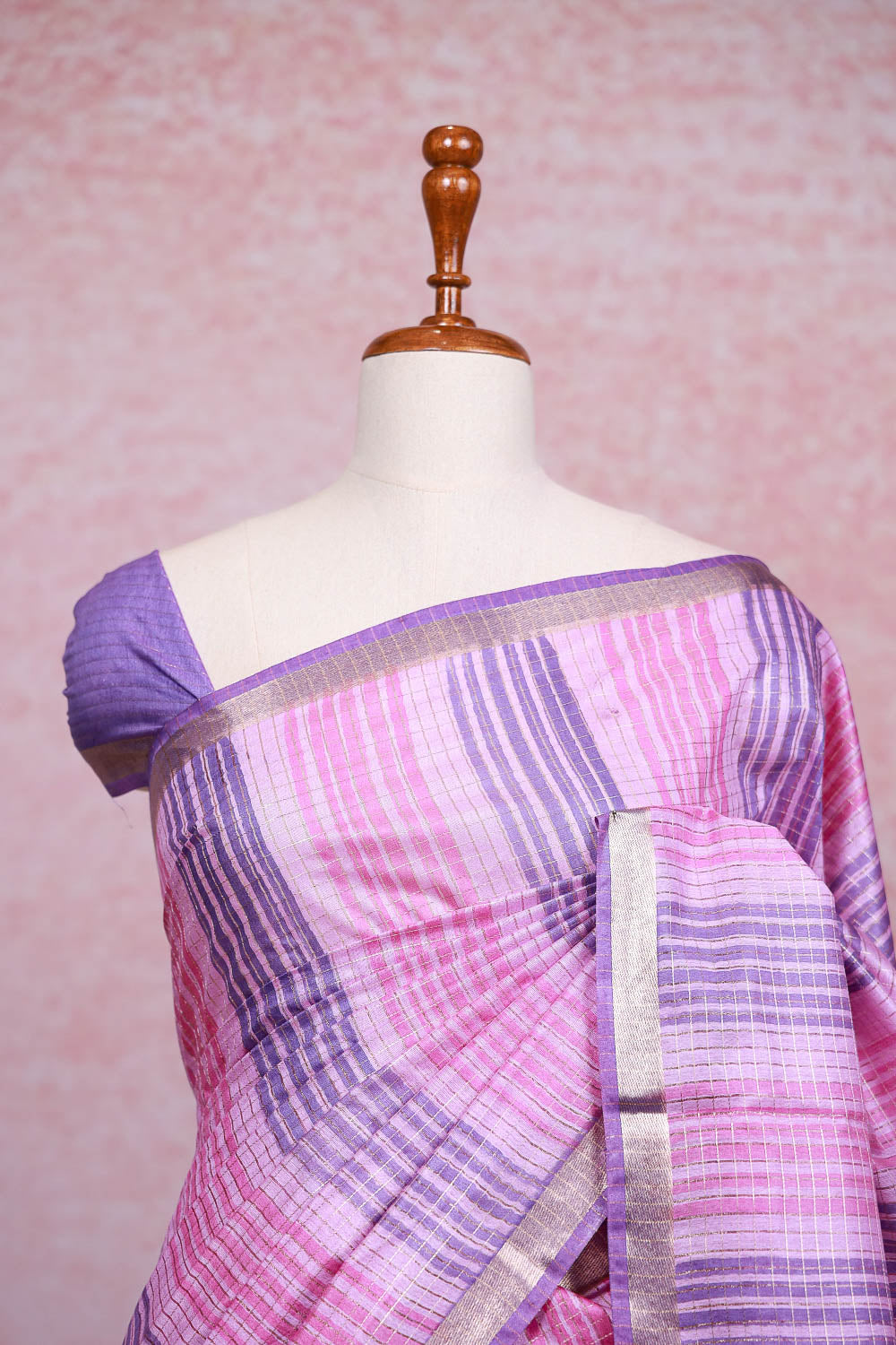 Lavender Semi Tussar Saree
