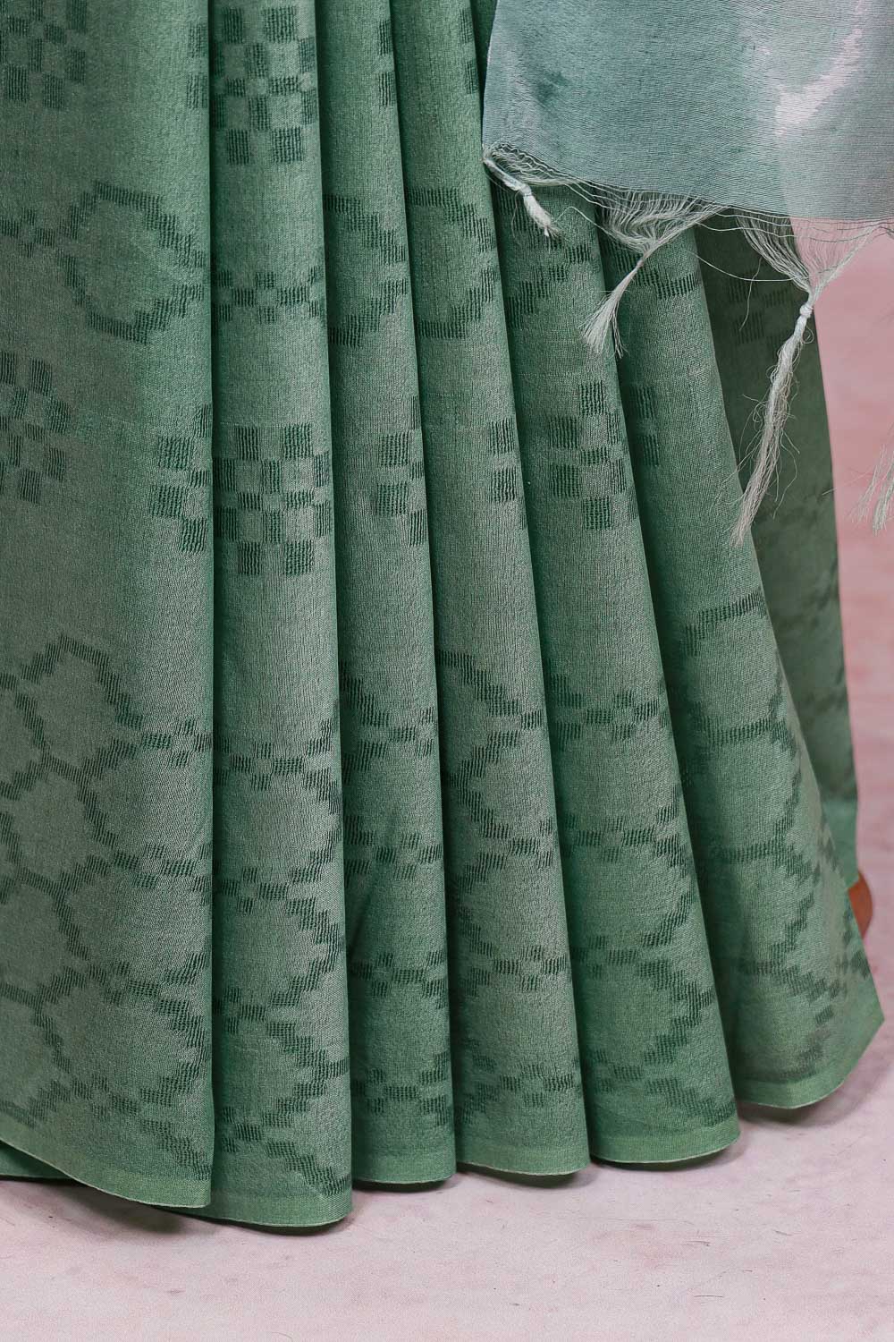 Pastel Green Semi Tussar Saree - Seematti