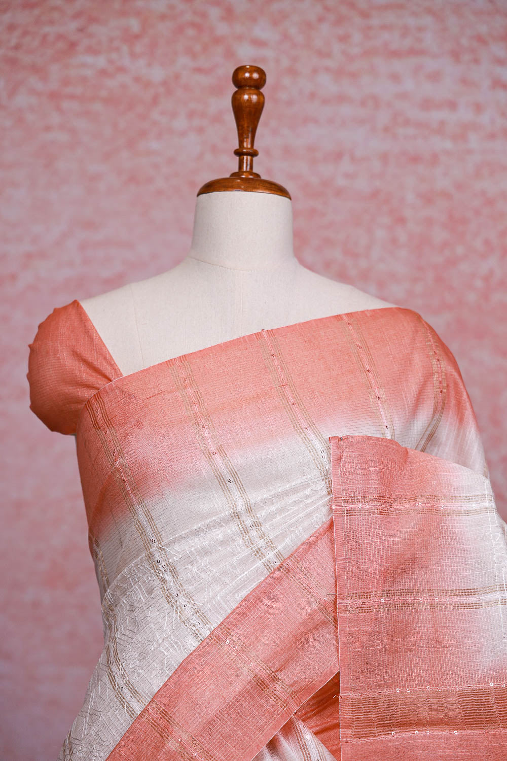 White Semi Tussar Saree