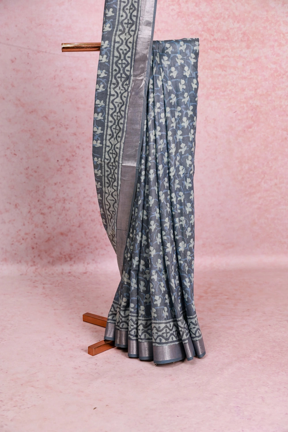 Ash Semi Linen Saree