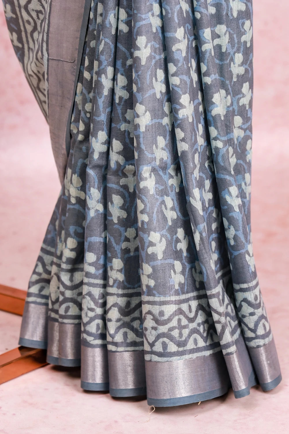 Ash Semi Linen Saree