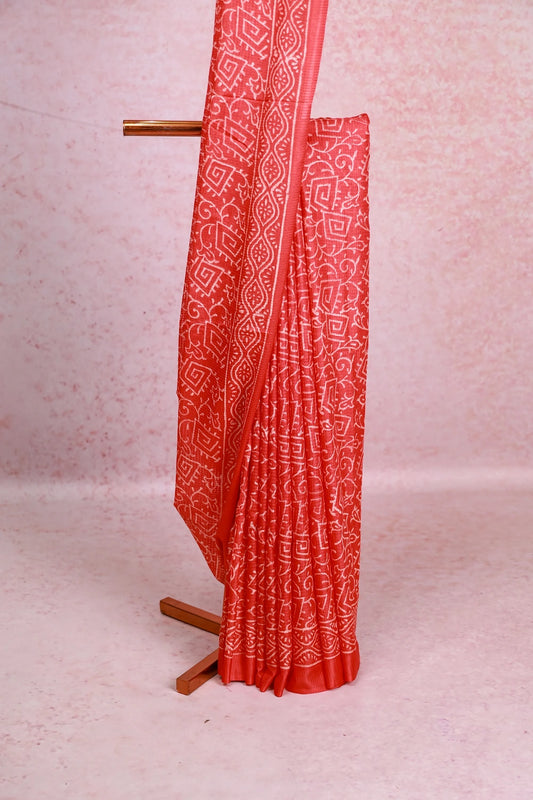 Orange Semi Tussar Saree