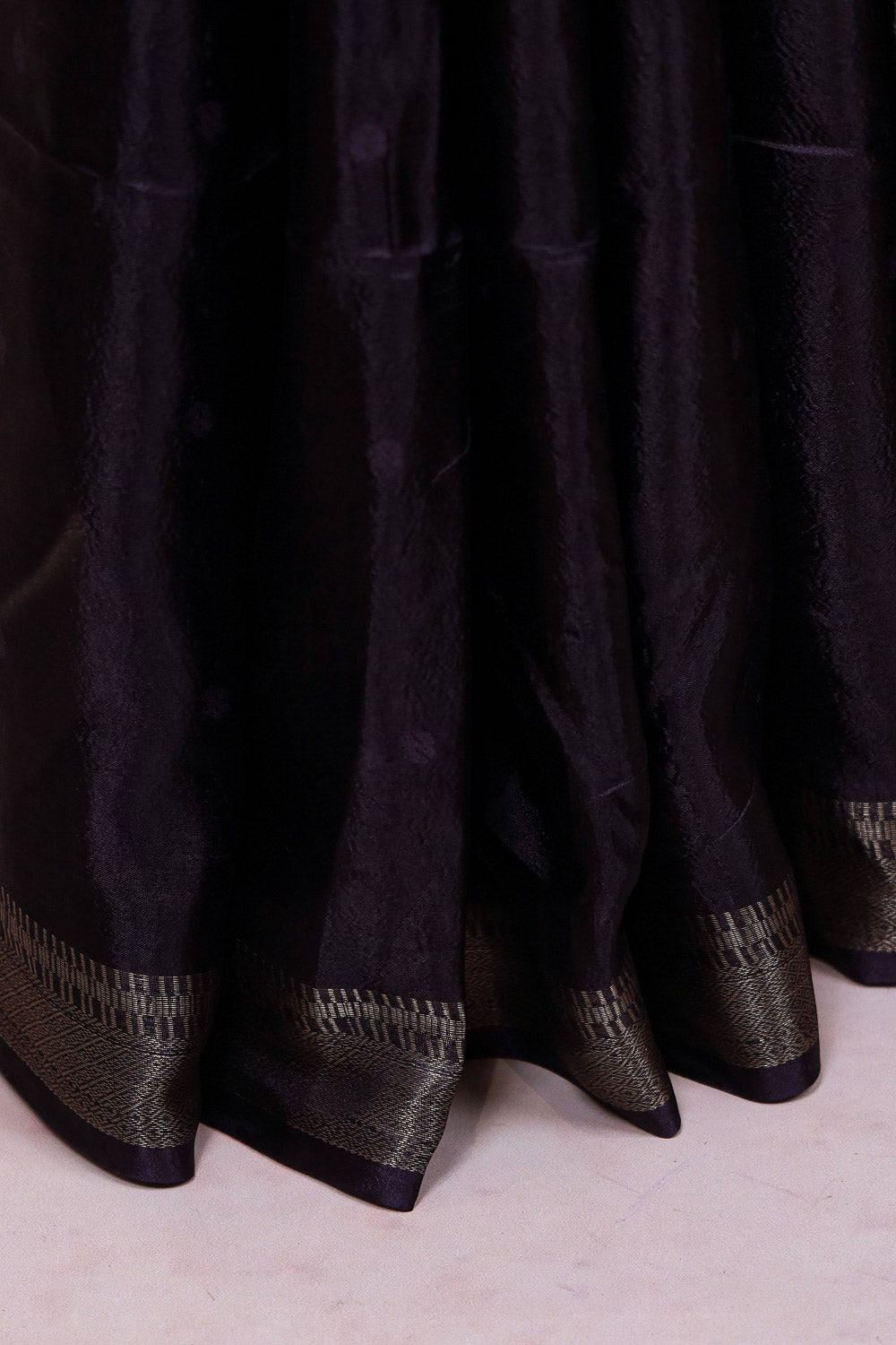 Dark Navy Blue Tussar Silk Saree