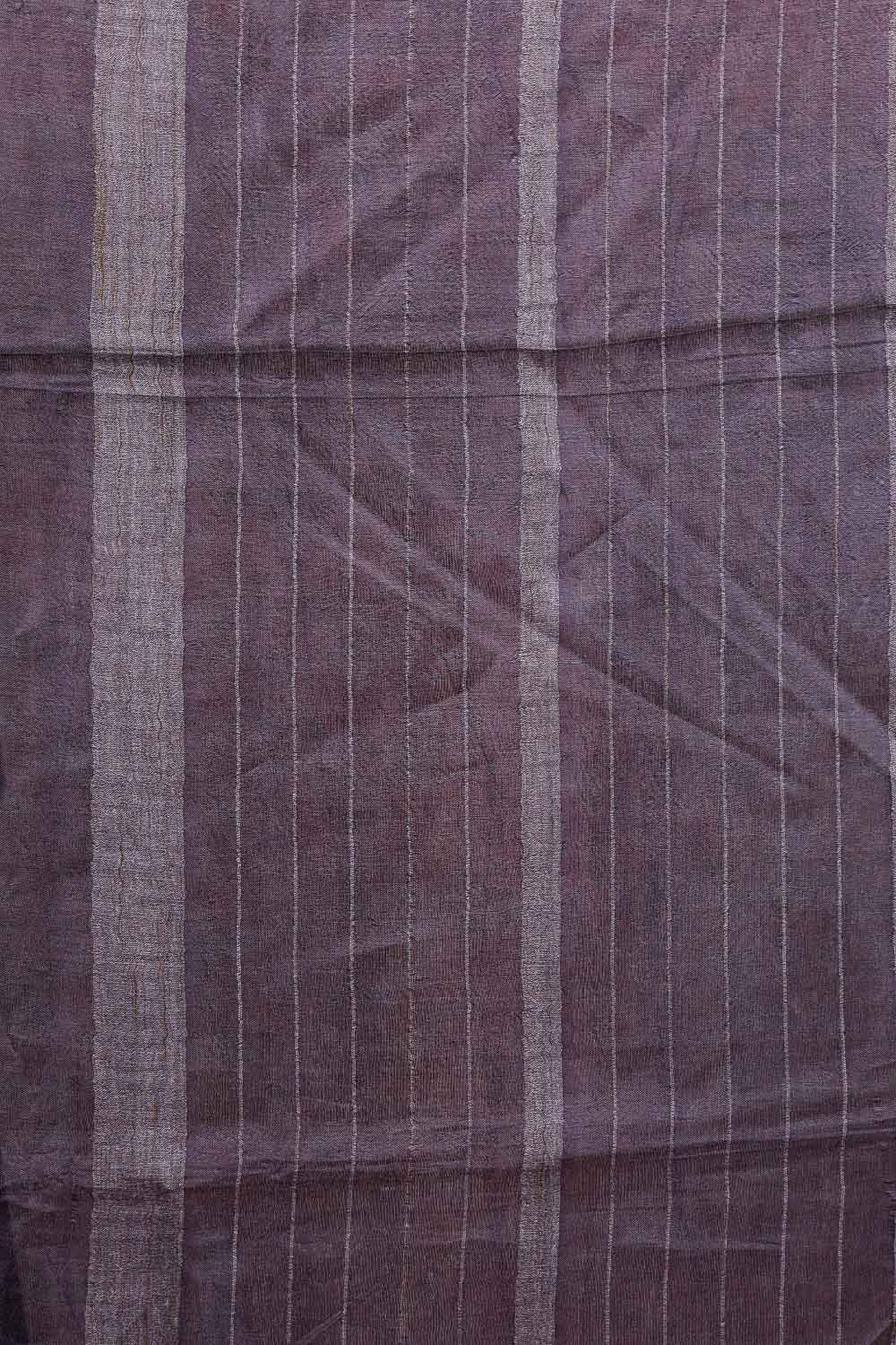 Dark Navy Blue Tussar Silk Saree