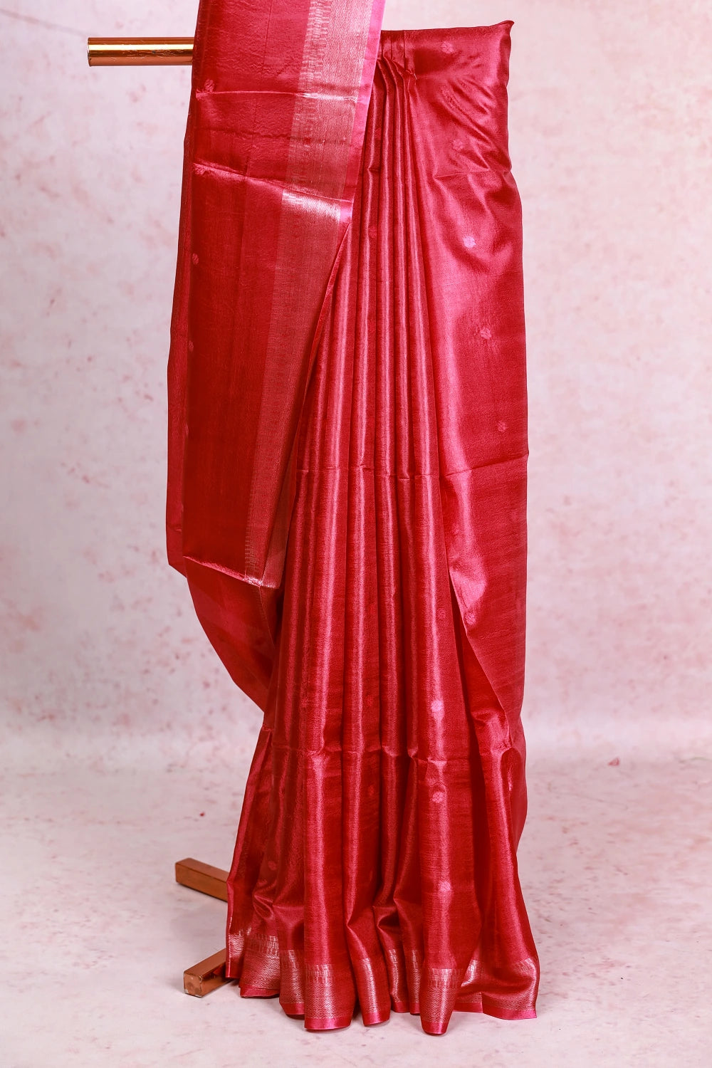 Magenta Tussar Silk Saree