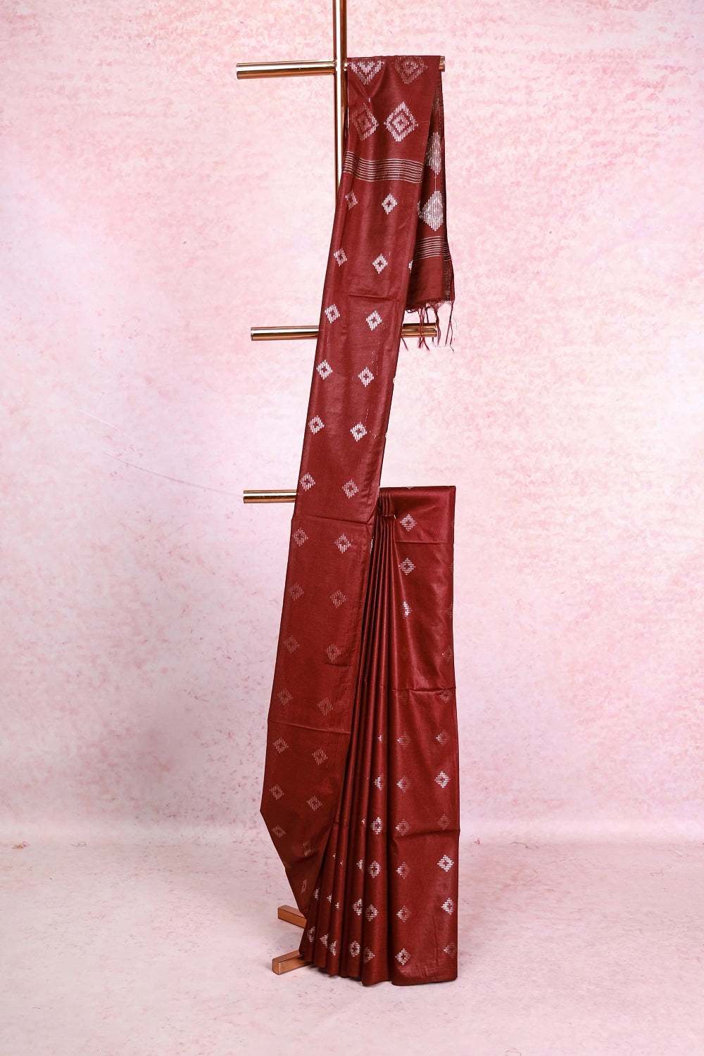 Burgundy Semi Tussar Saree