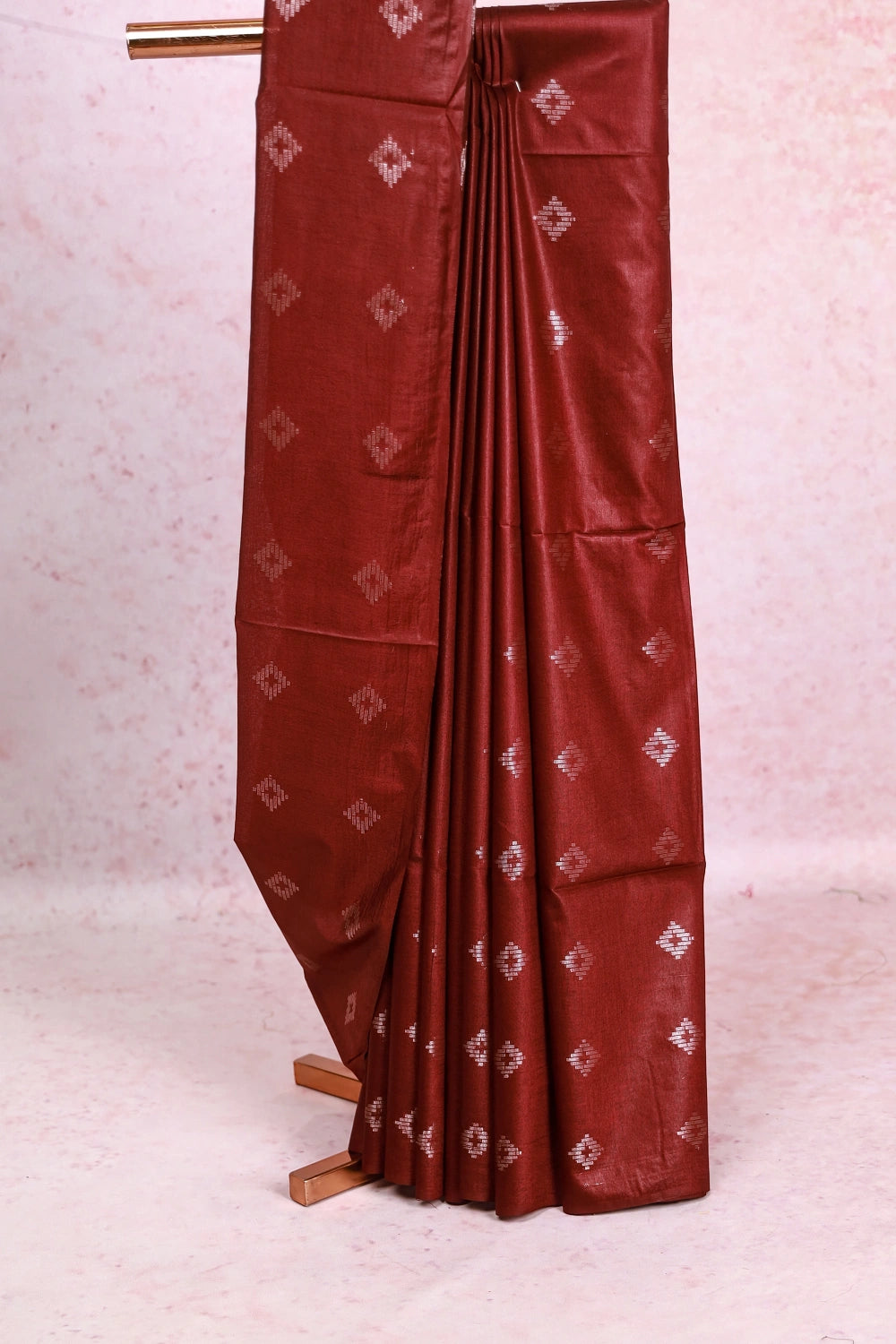 Burgundy Semi Tussar Saree