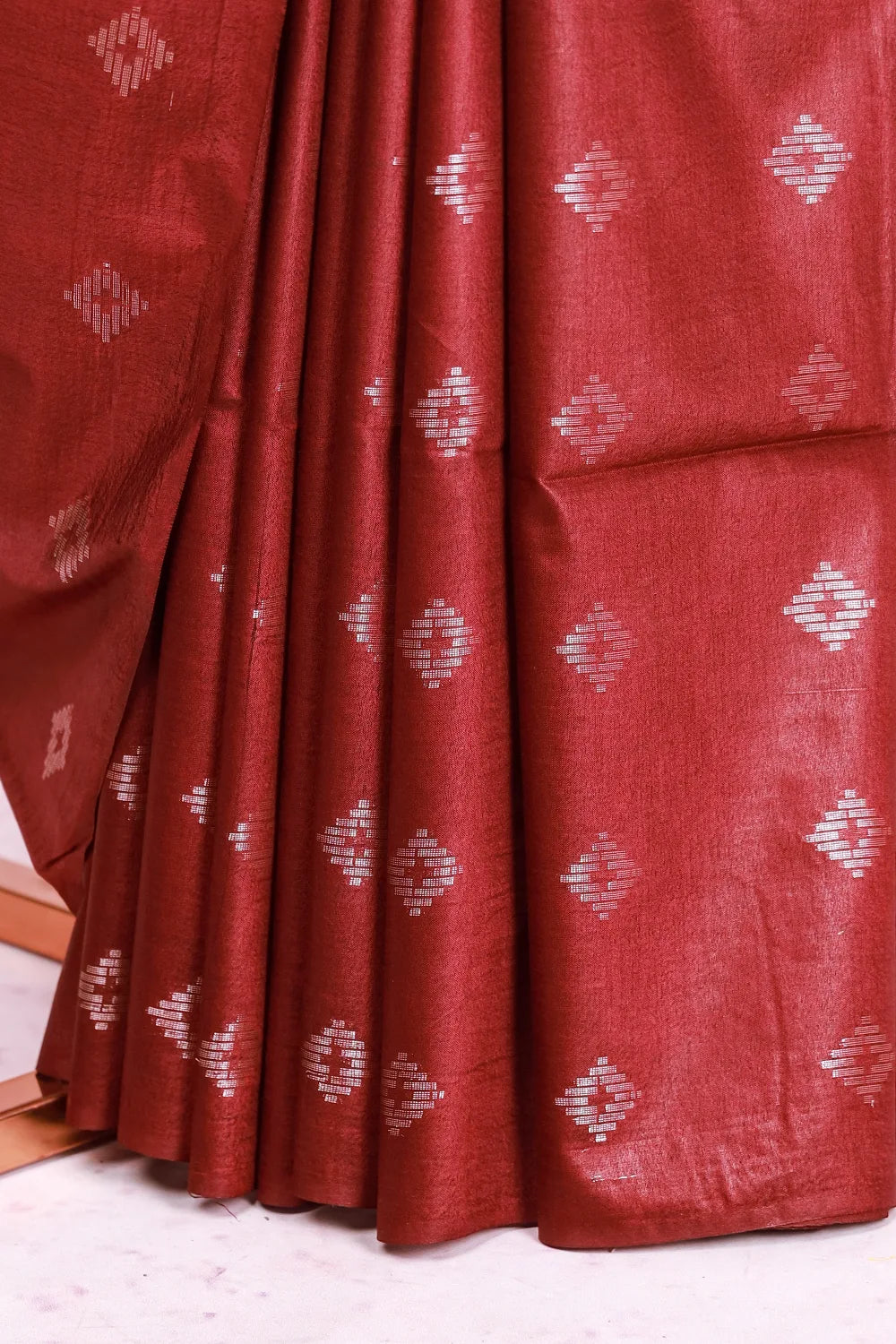 Burgundy Semi Tussar Saree