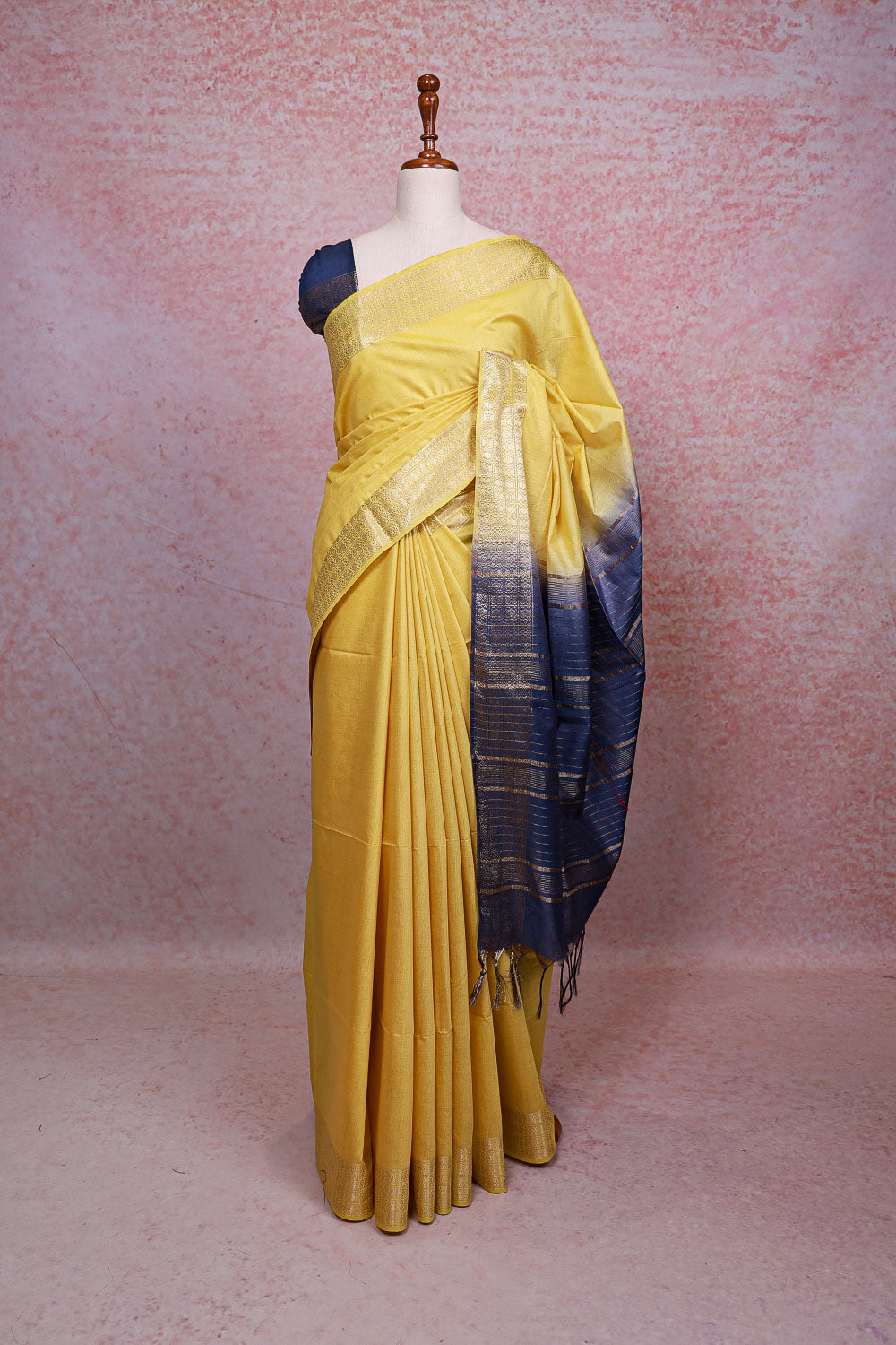 Yellow Semi Tussar Saree