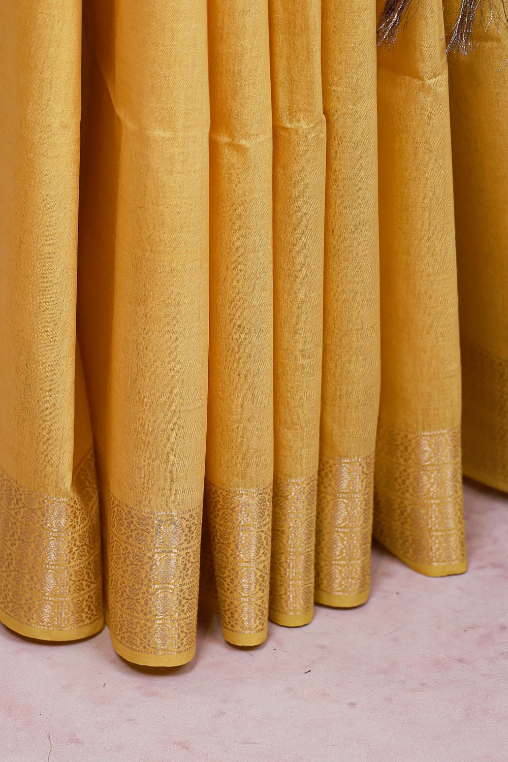 Yellow Semi Tussar Saree
