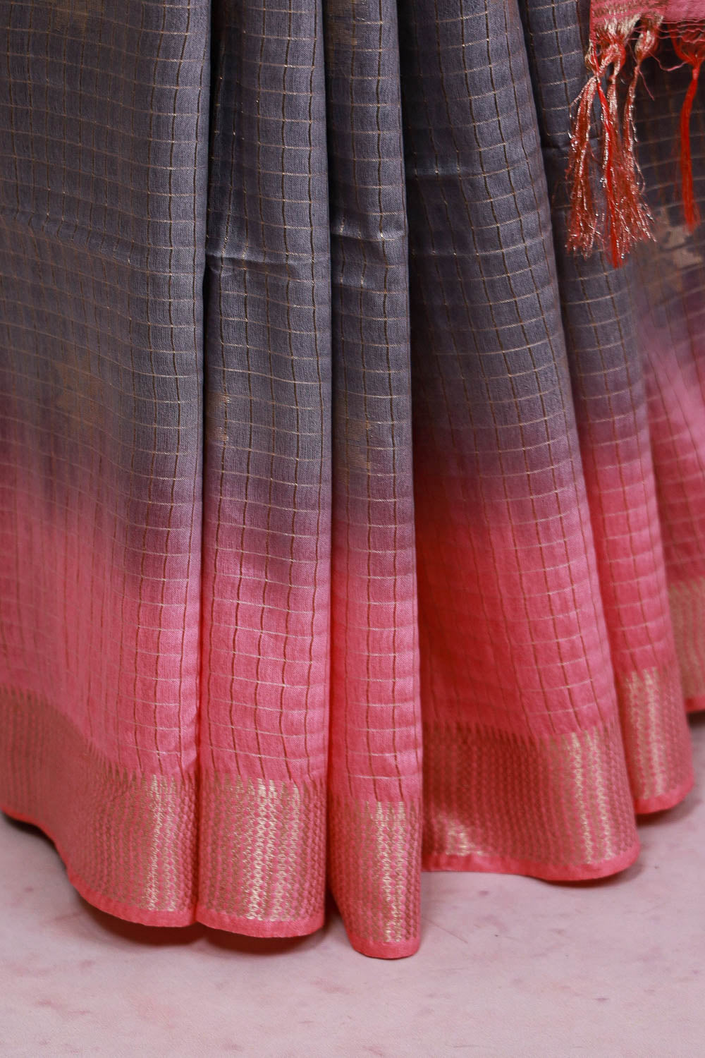 Light Pink Semi Tussar Saree - Seematti