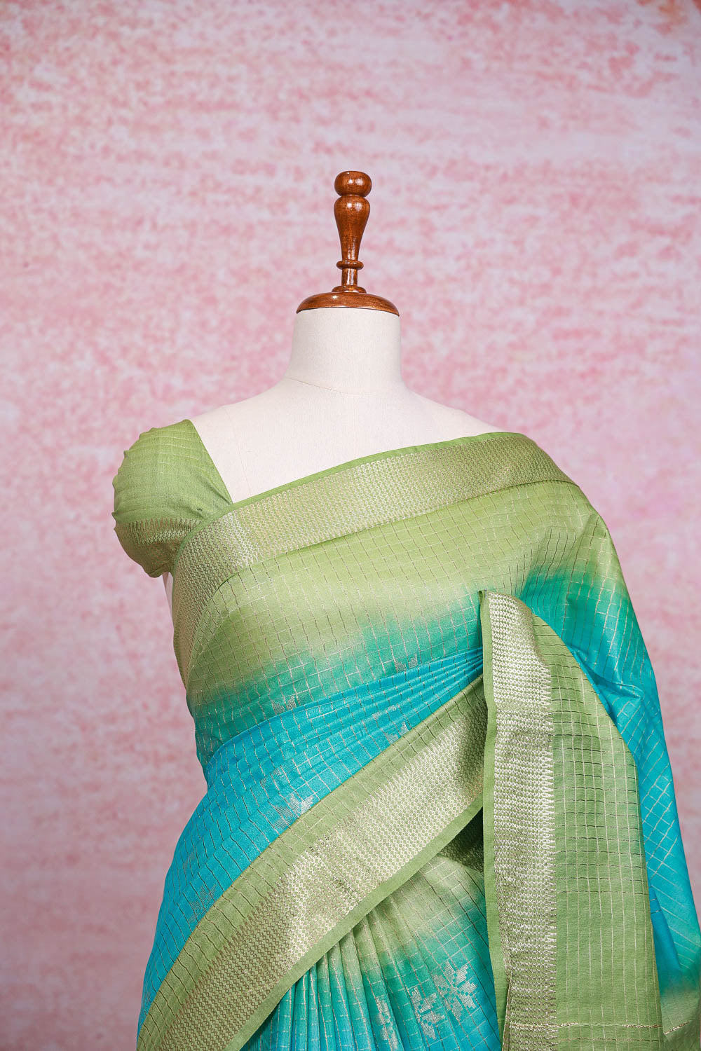 Sky Blue Semi Tussar Saree