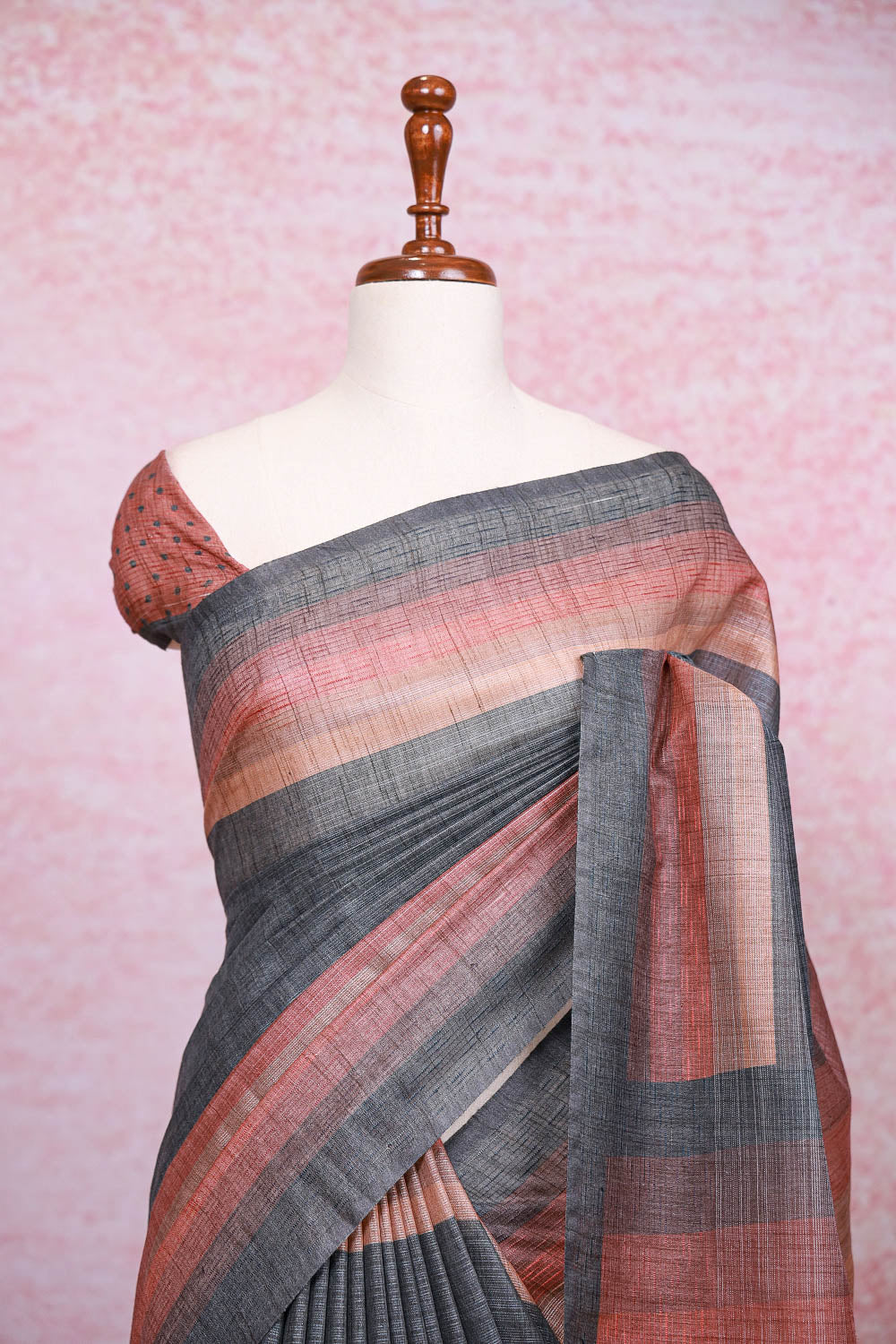 Ash Semi Tussar Saree