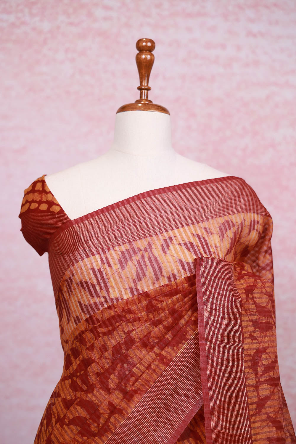 Maroon Semi Tussar Saree