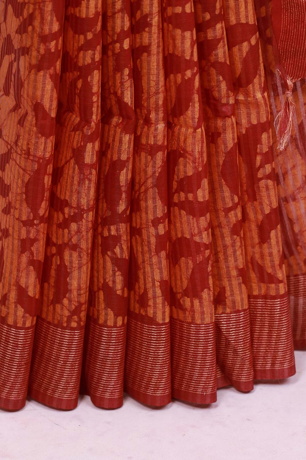 Maroon Semi Tussar Saree