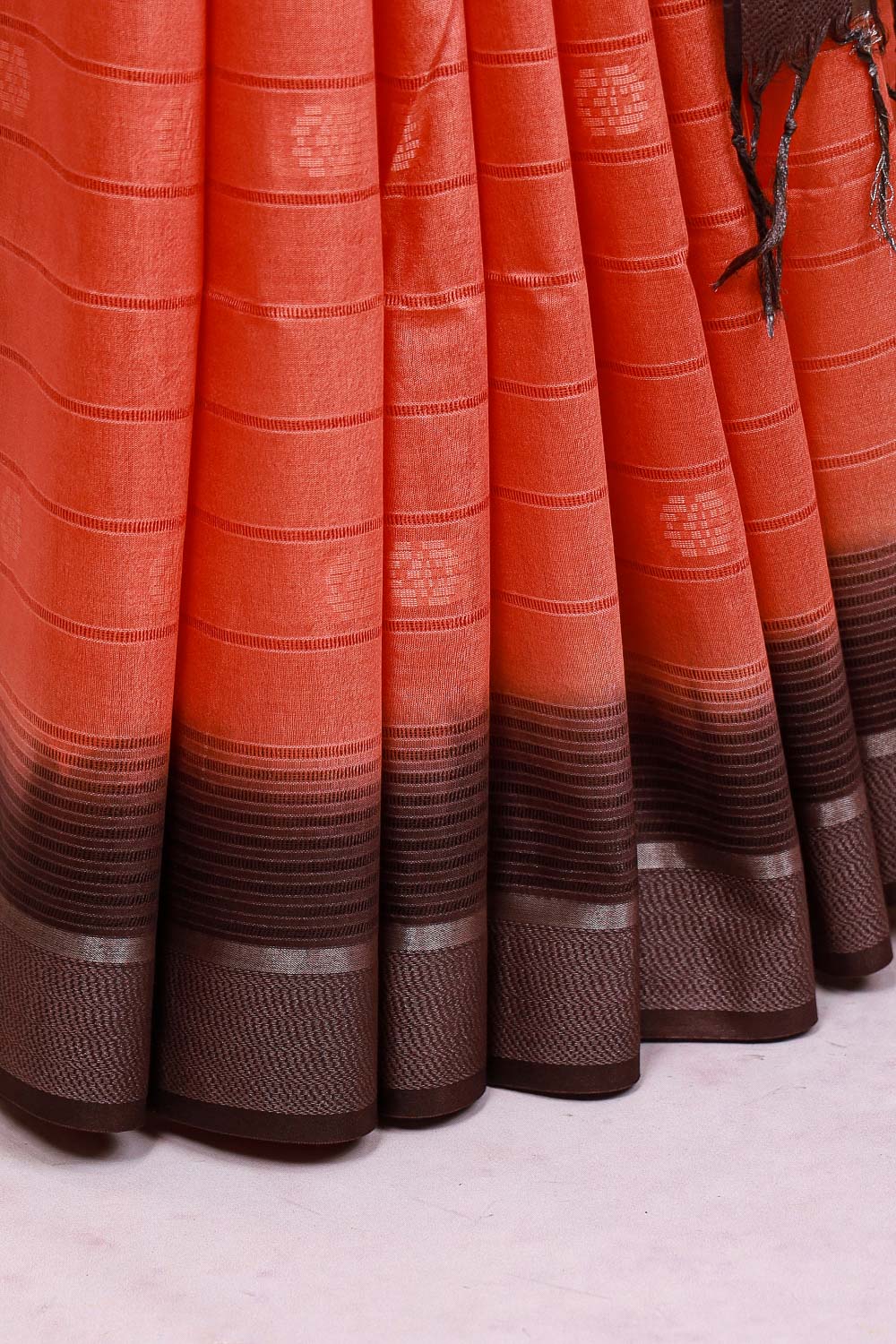 Orange Semi Tussar Saree - Seematti