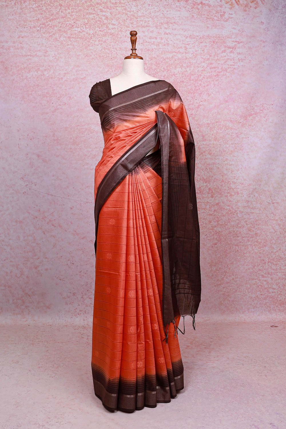 Orange Semi Tussar Saree - Seematti