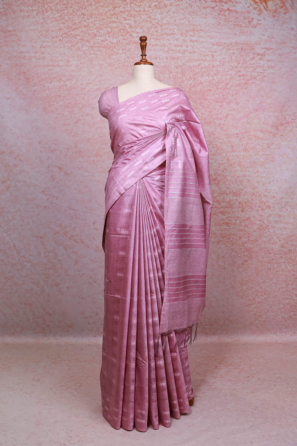 Light Pink Semi Tussar Saree - Seematti