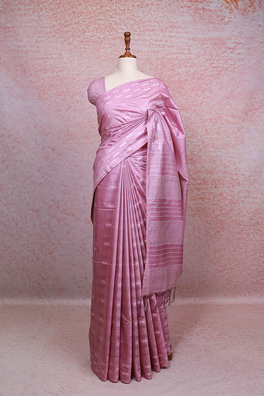 Light Pink Semi Tussar Saree - Seematti