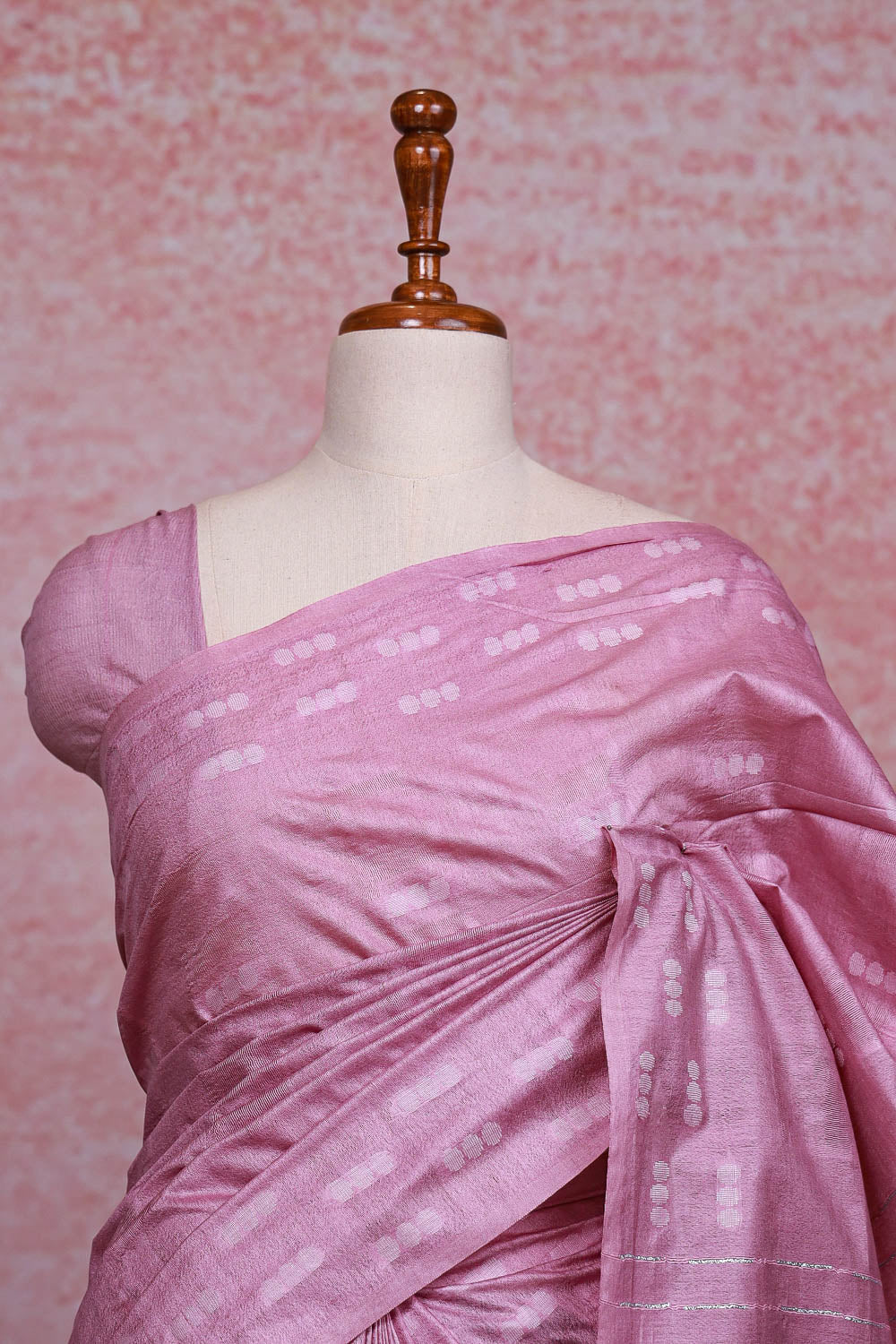 Light Pink Semi Tussar Saree - Seematti