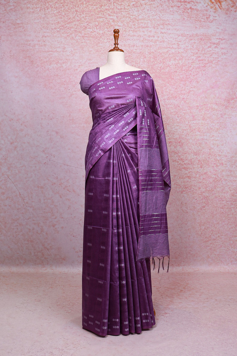 Lavender Semi Tussar Saree - Seematti