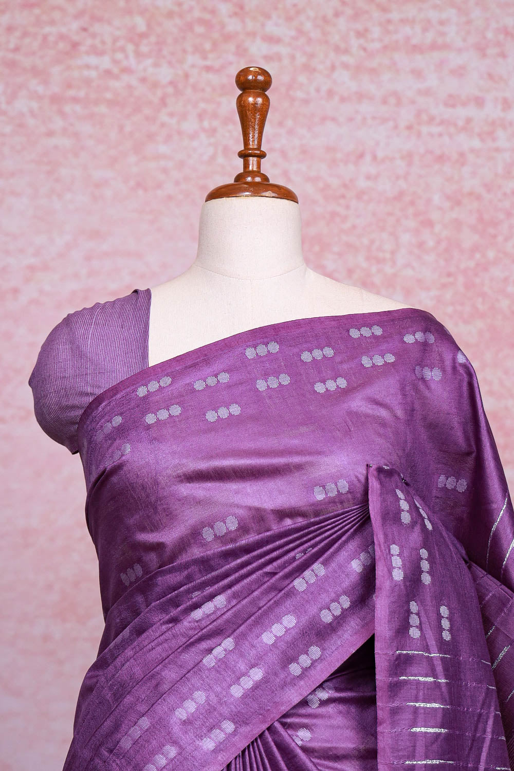 Lavender Semi Tussar Saree - Seematti