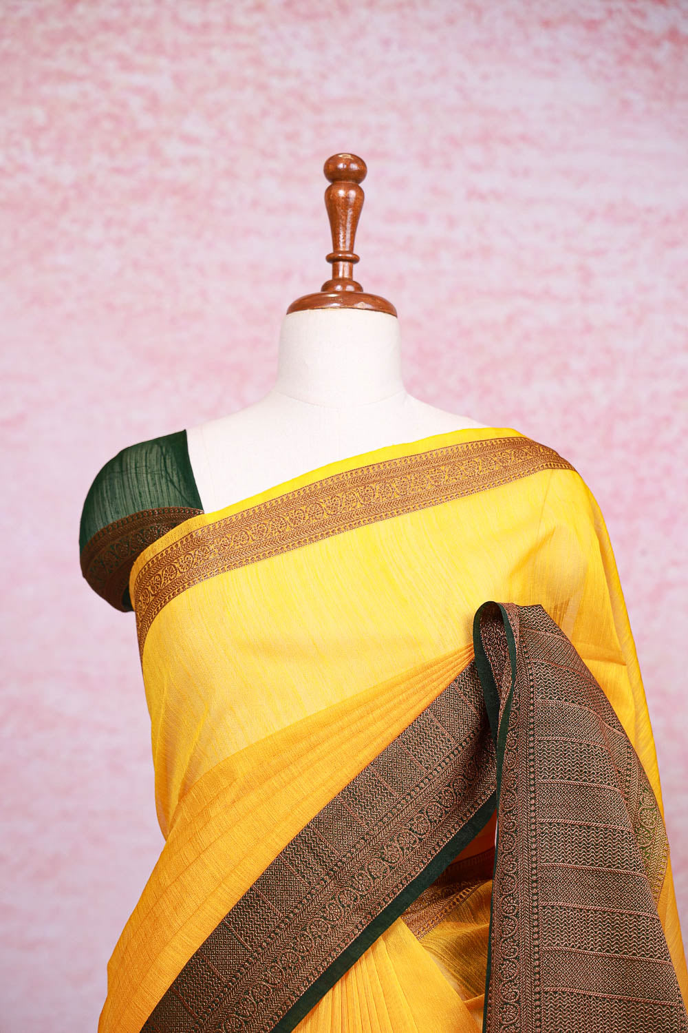 Yellow Semi Jute Saree