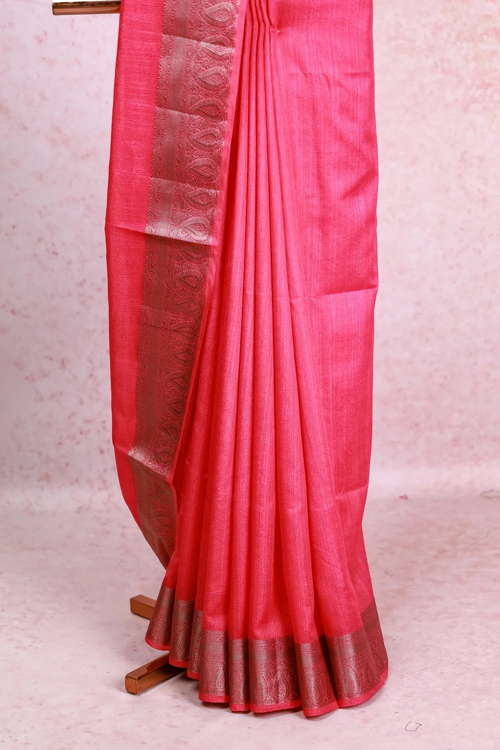 Pink Rose Semi Jute Saree
