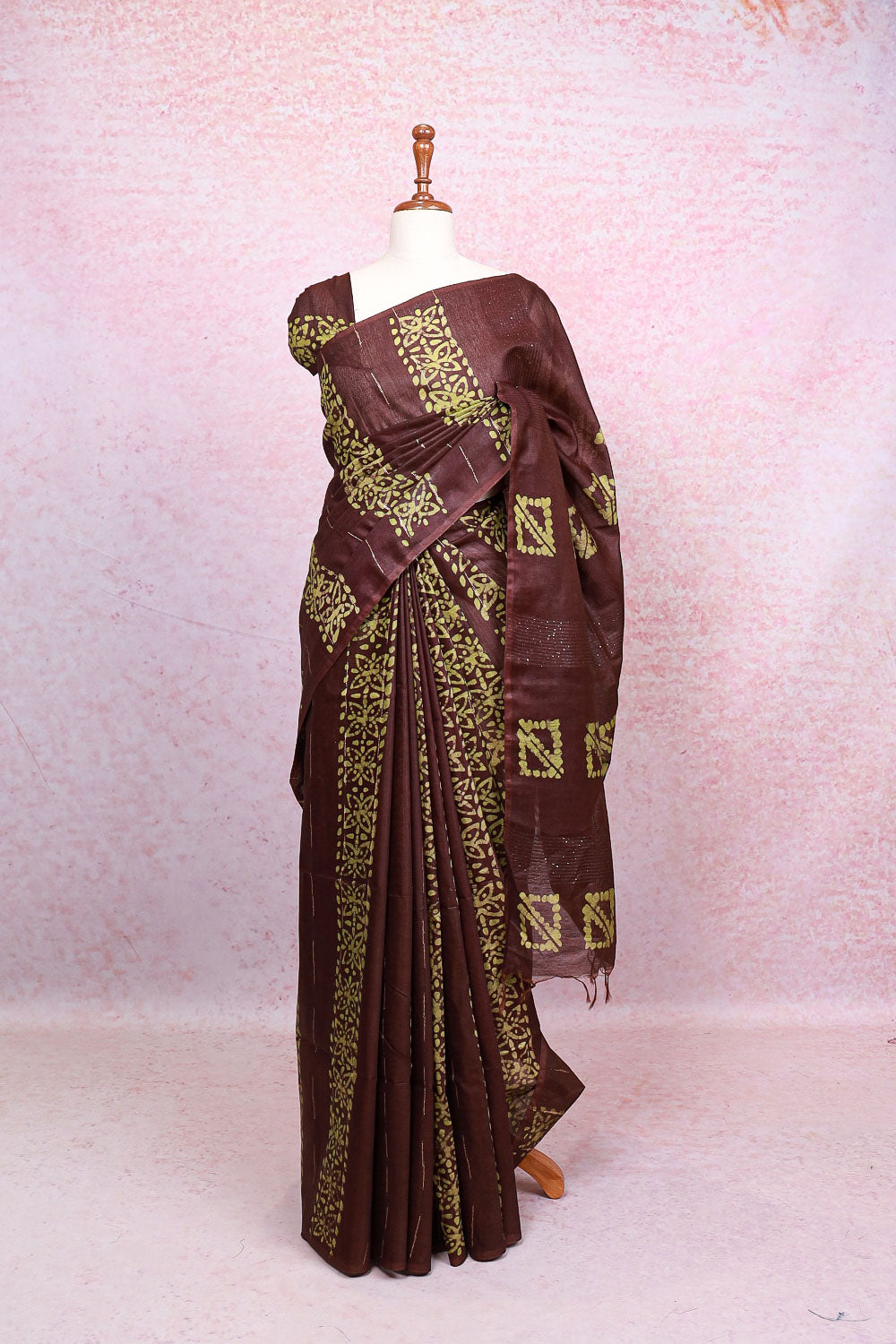 Coffee Brown Semi Tussar Saree - Seematti
