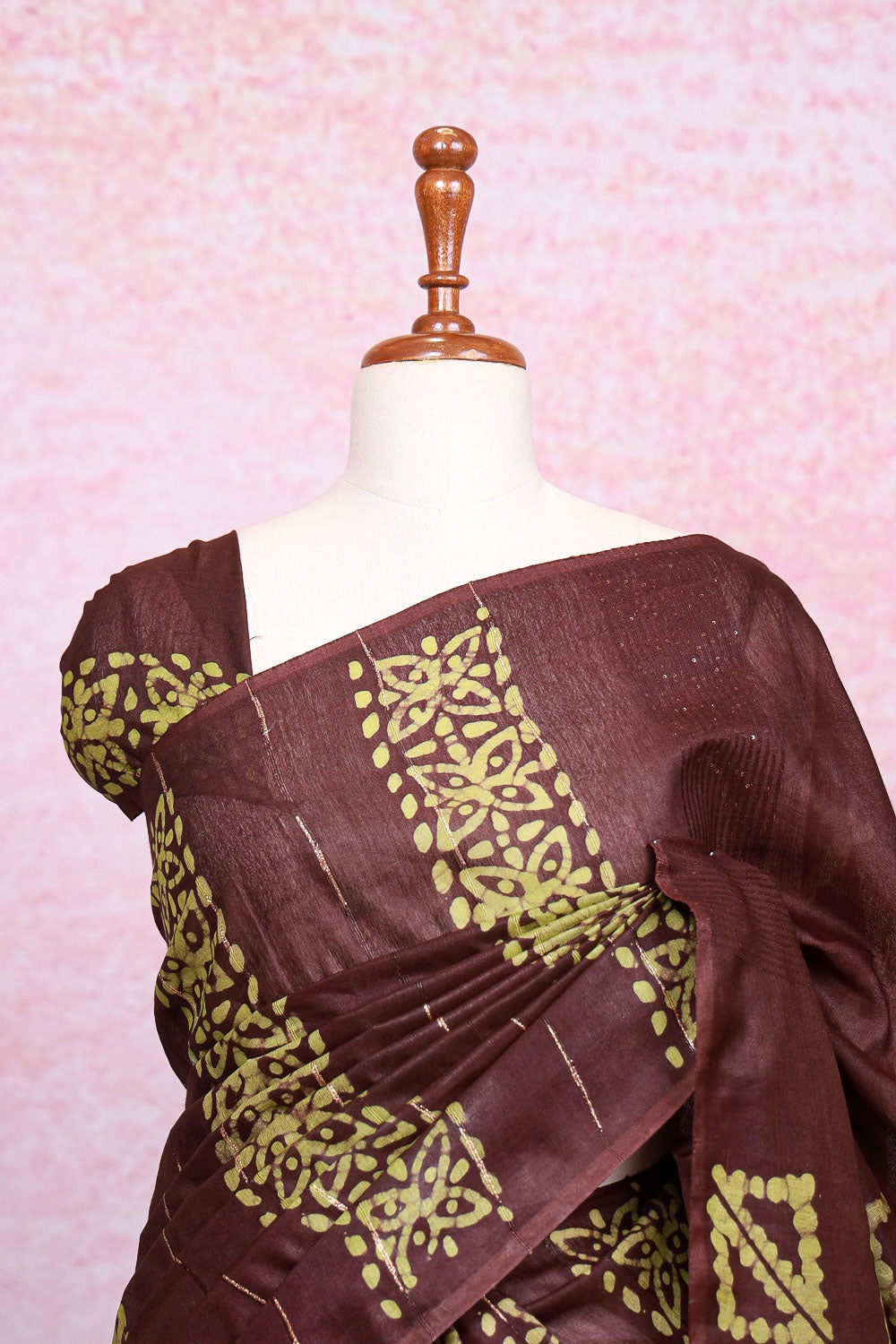 Coffee Brown Semi Tussar Saree - Seematti