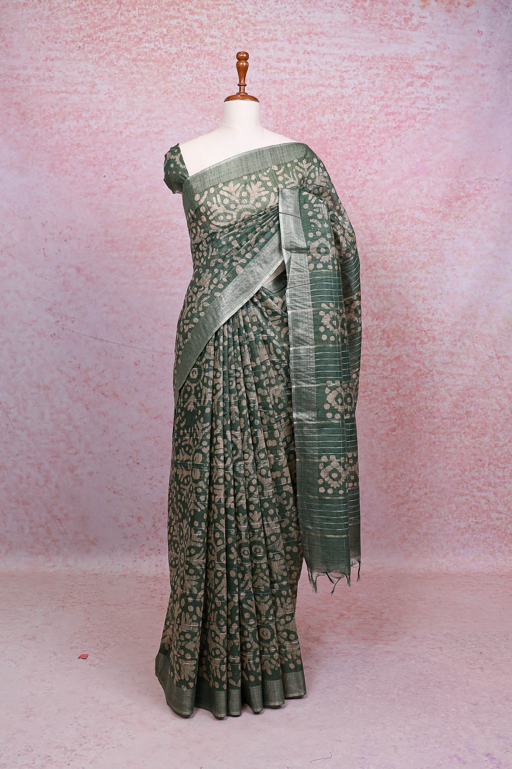 Green Semi Tussar Saree