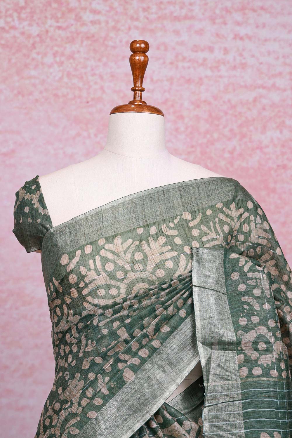 Green Semi Tussar Saree