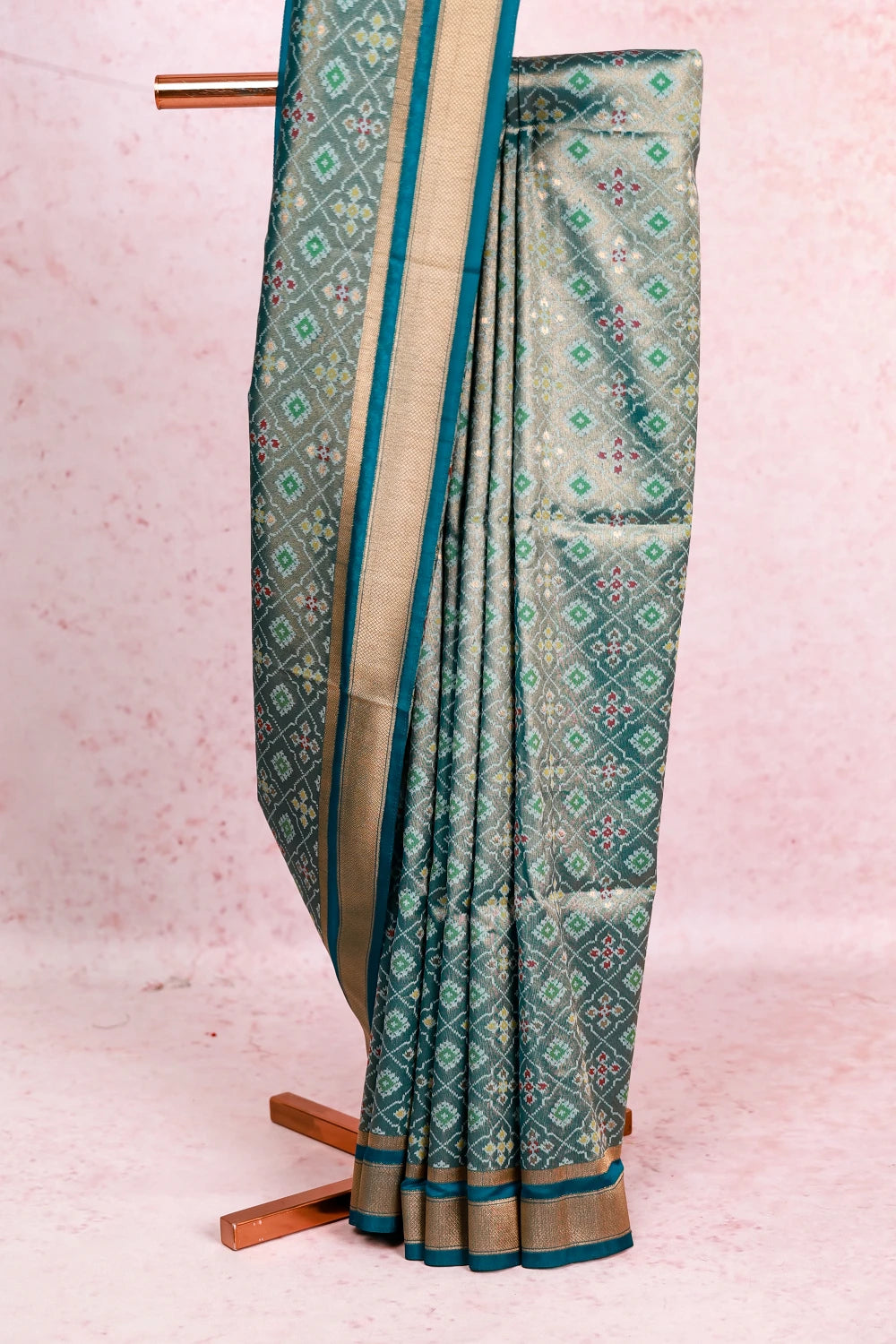 Peacock Green Jute Banarasi Saree