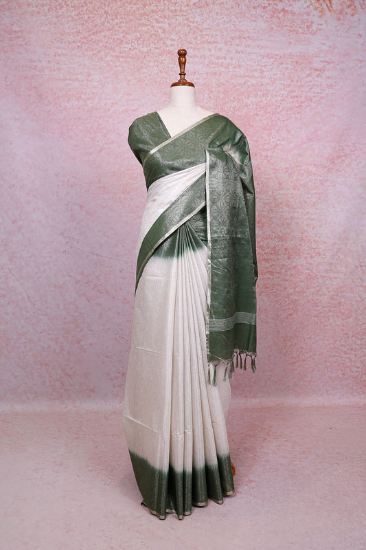 Off White Semi Tussar Saree