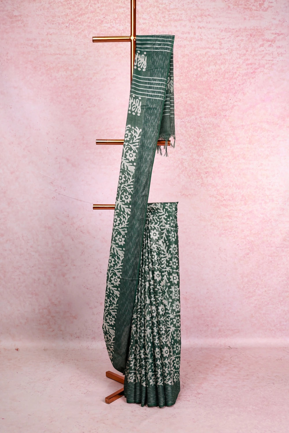 Green Tussar Tissue Saree