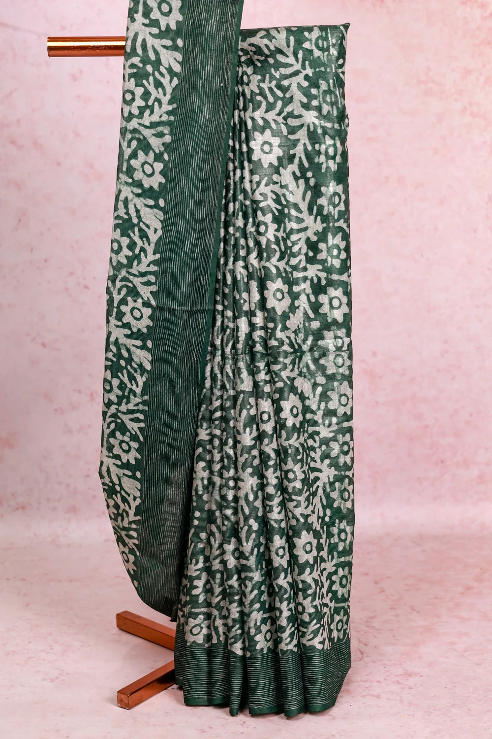 Green Tussar Tissue Saree