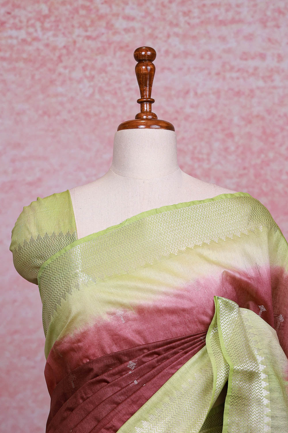 Onion Color Semi Tussar Saree