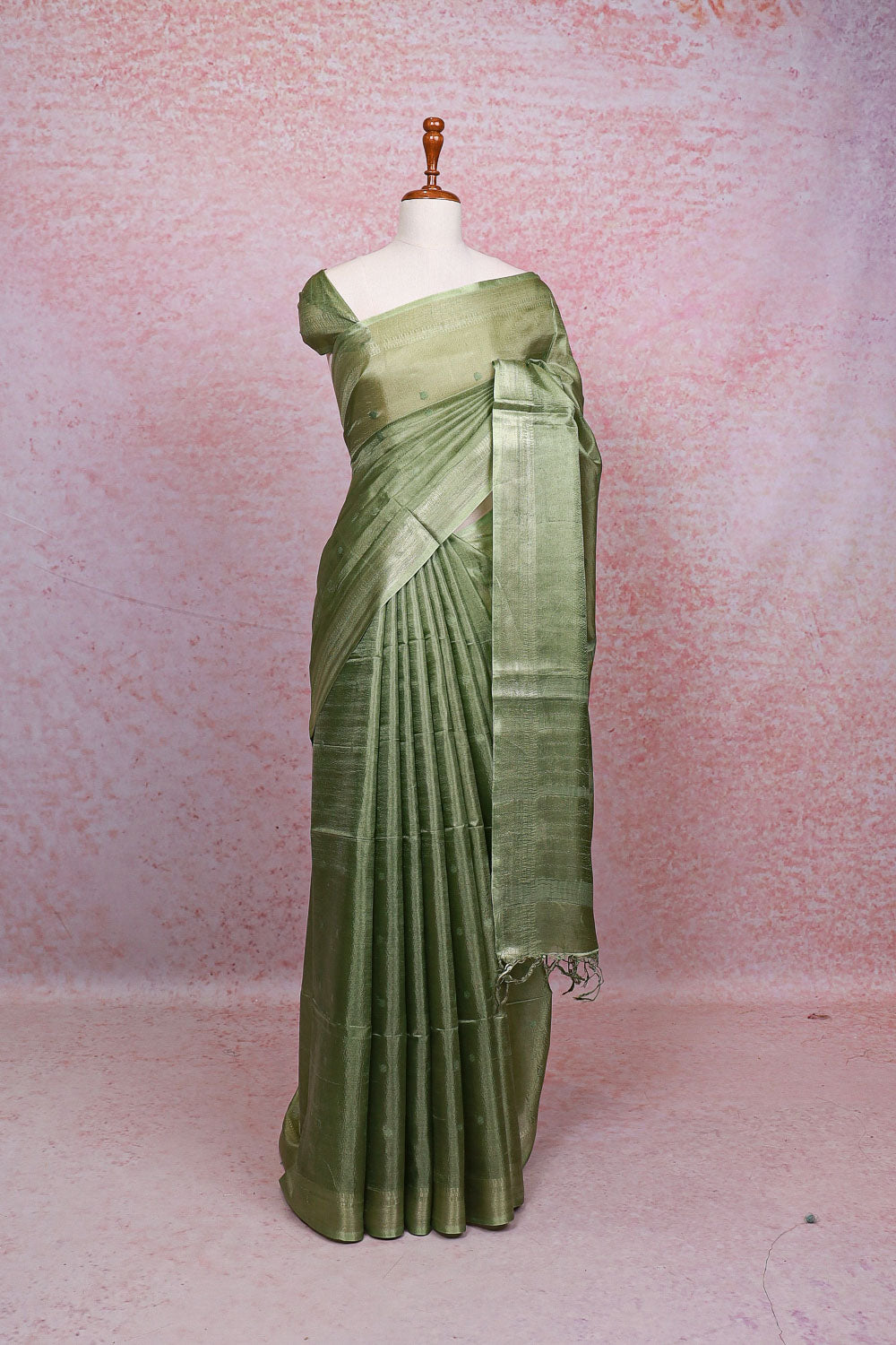 Pastel Green Semi Tussar Saree - Seematti