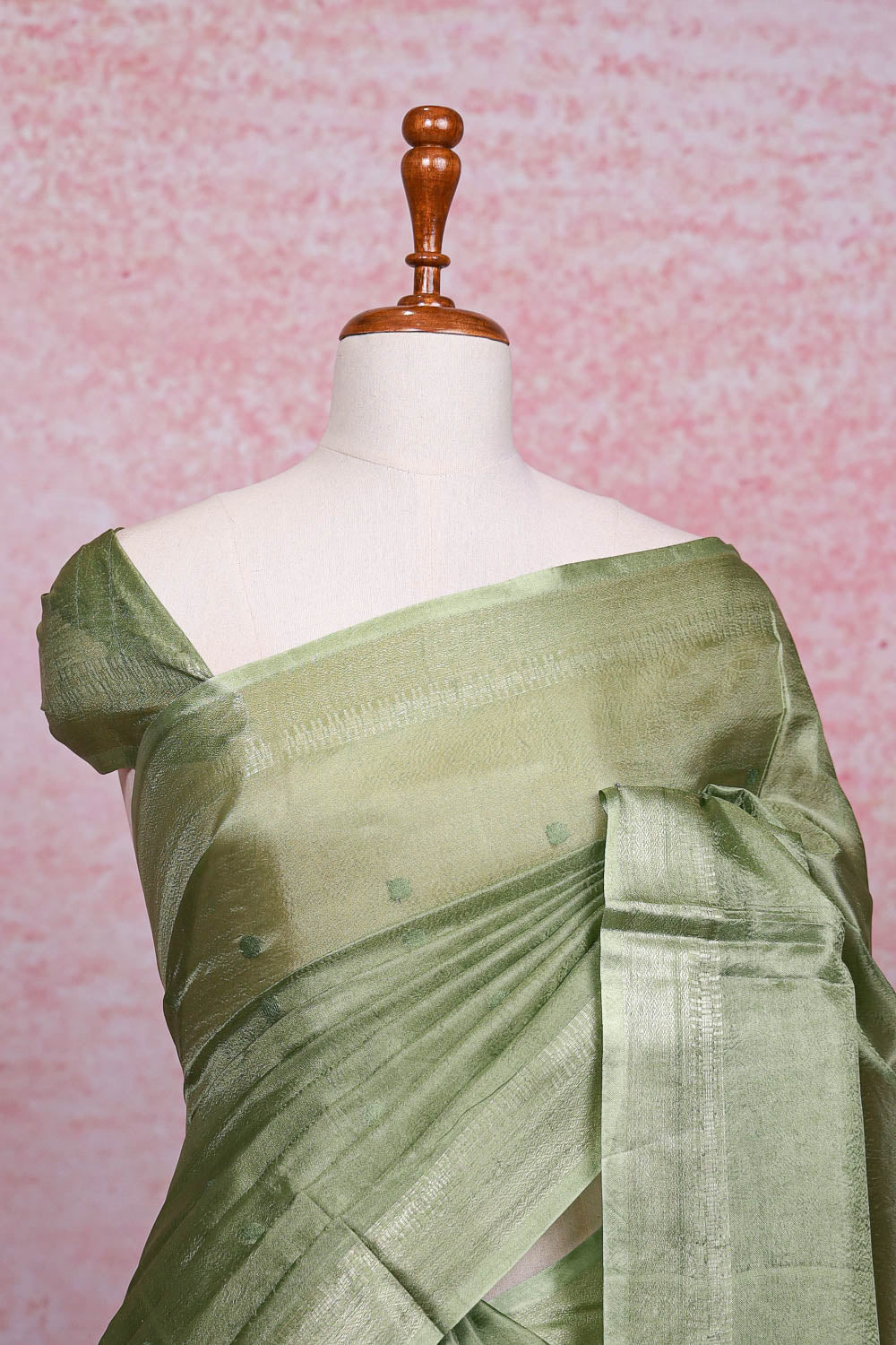 Pastel Green Semi Tussar Saree - Seematti