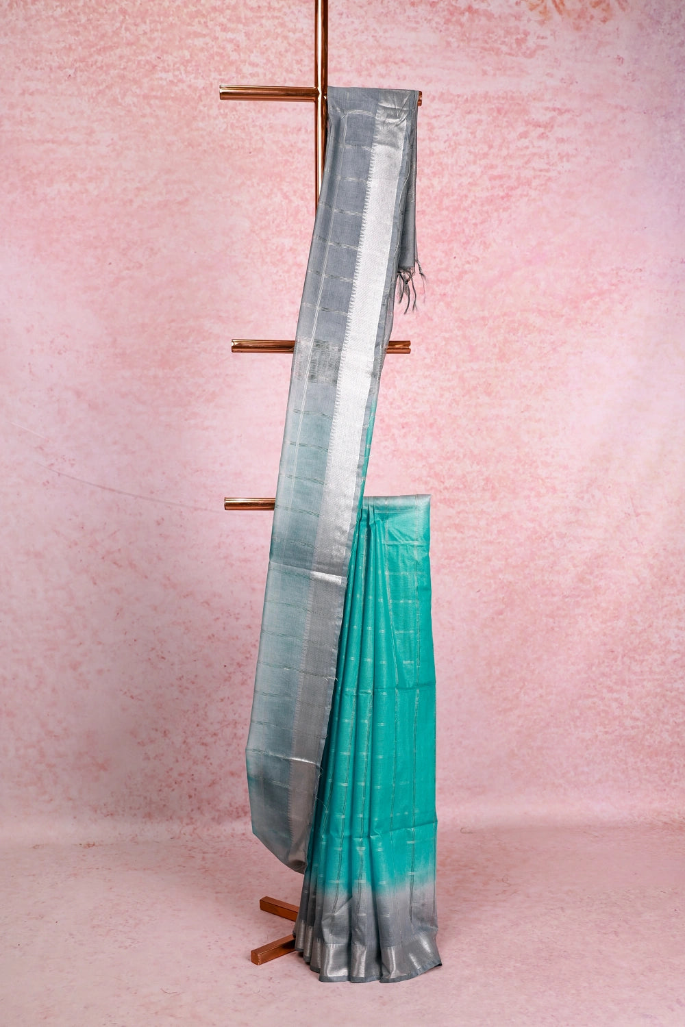 Electric Blue Semi Tussar Saree