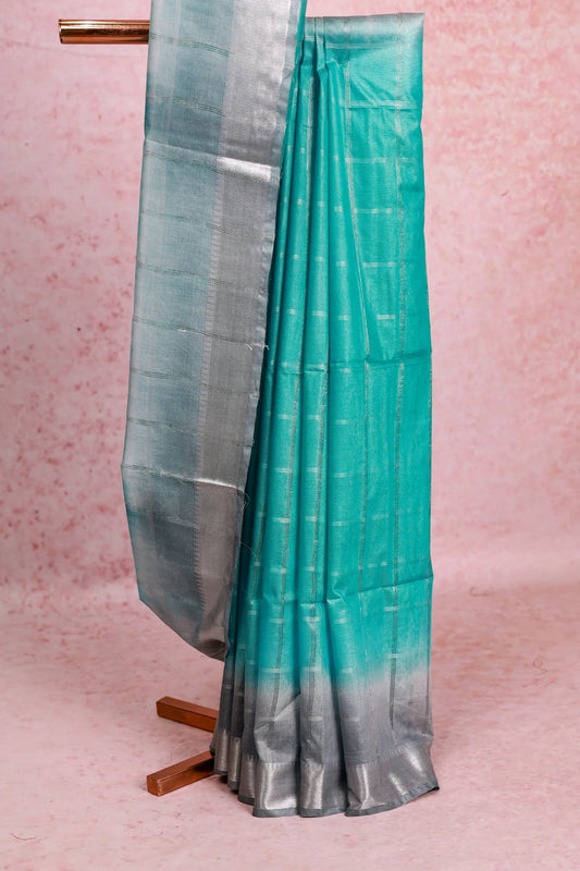 Electric Blue Semi Tussar Saree