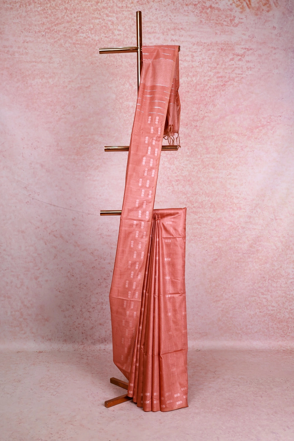 Drak Peach Semi Tussar Saree