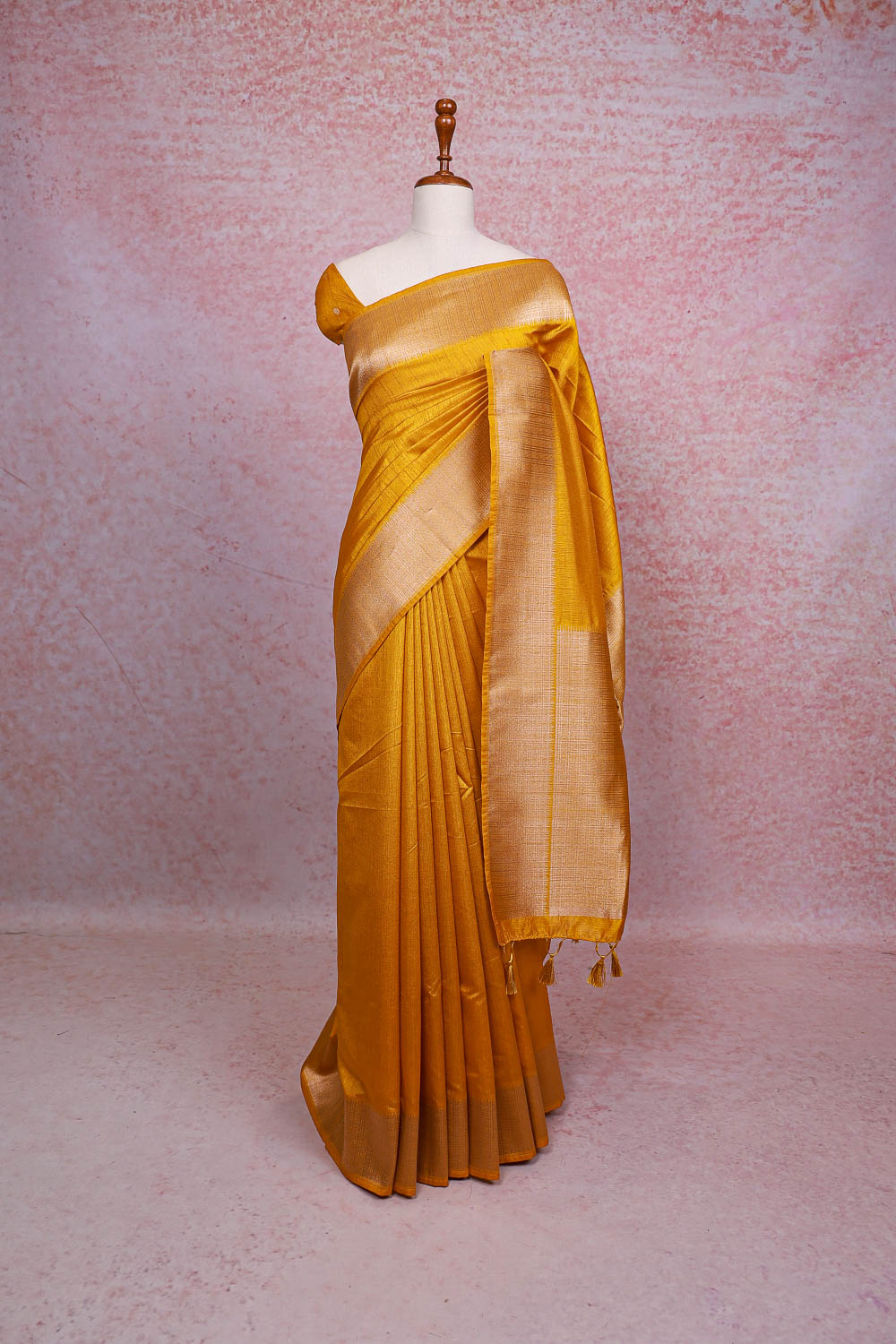 Mustard Yellow Semi Jute Saree