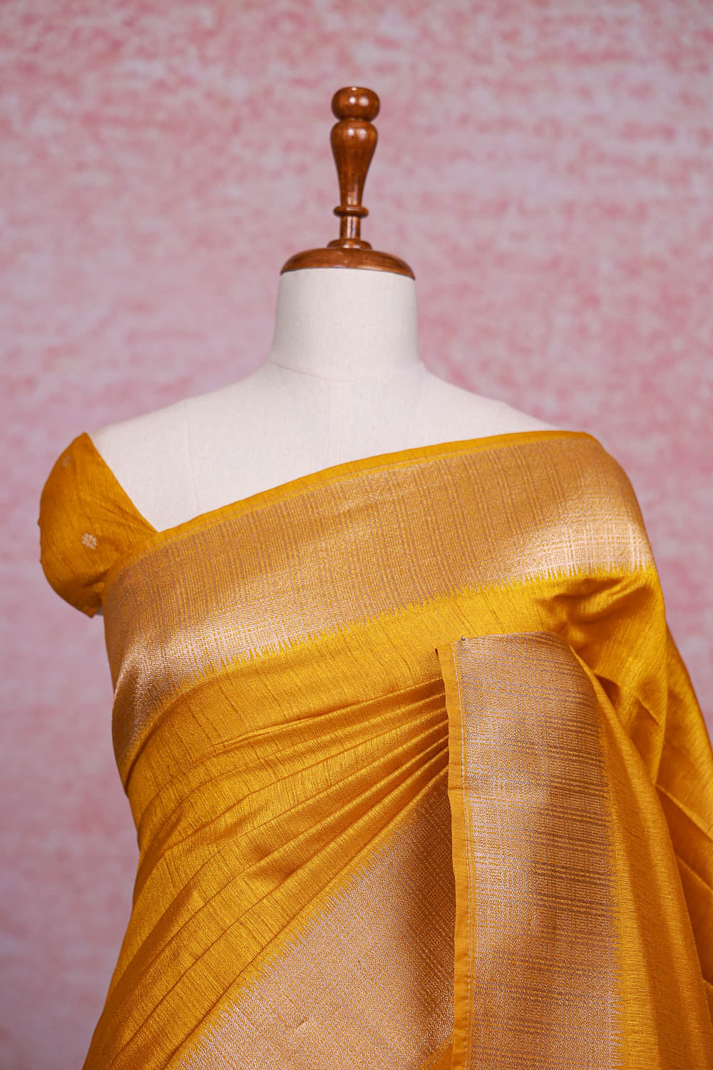 Mustard Yellow Semi Jute Saree