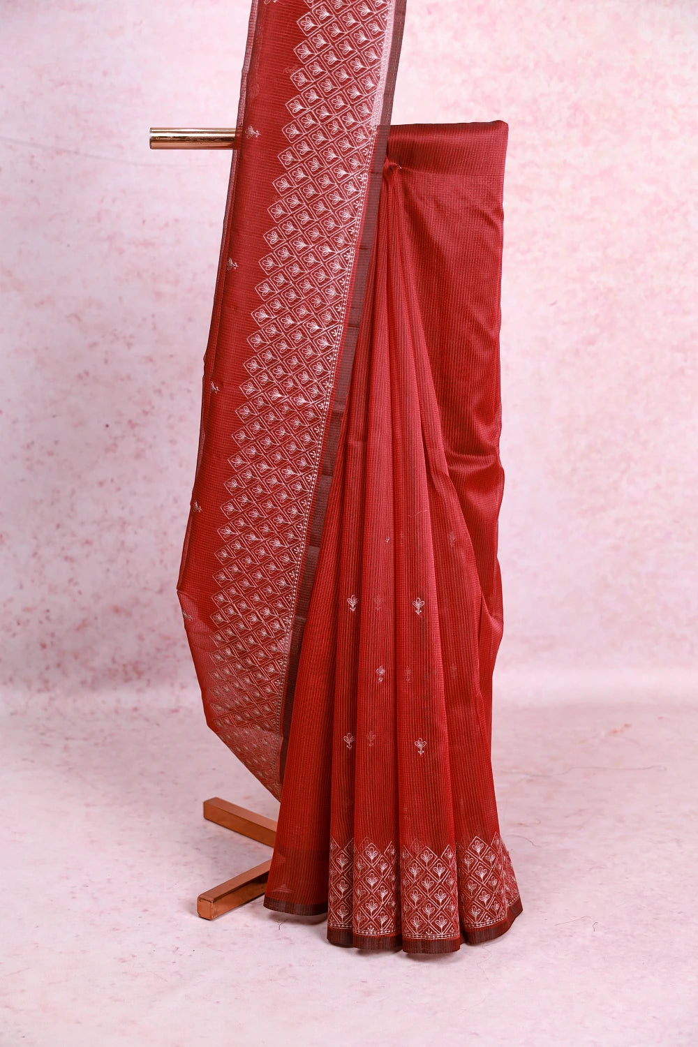 Maroon Red Silky Kota Saree