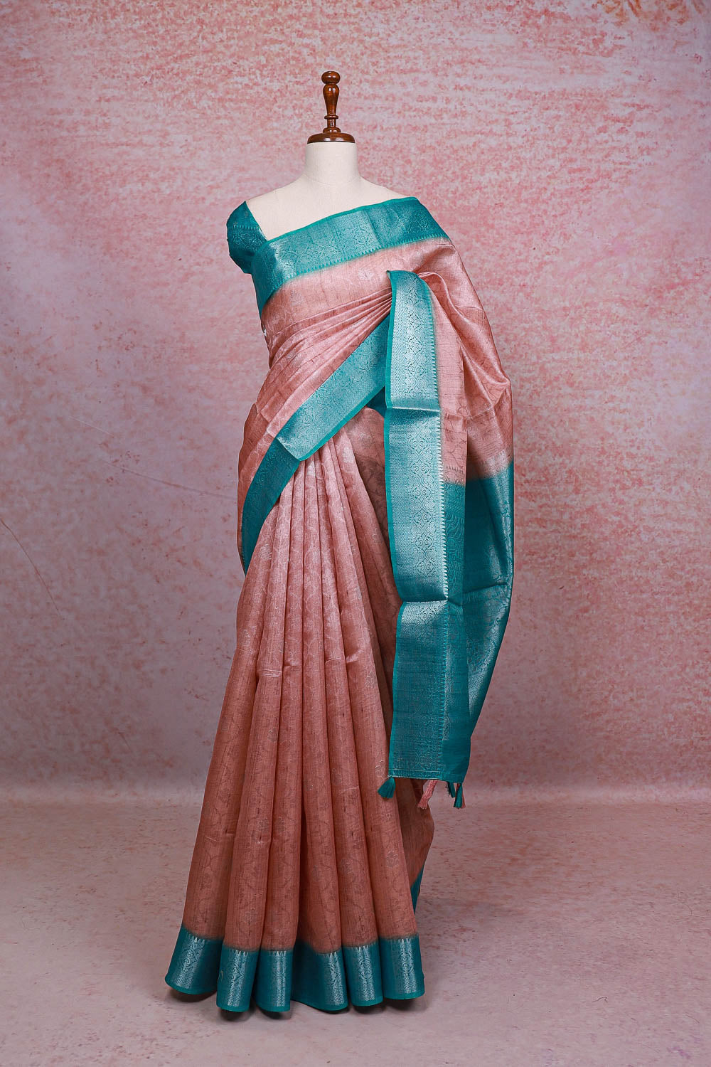 Light Peach Semi Tussar Saree - Seematti