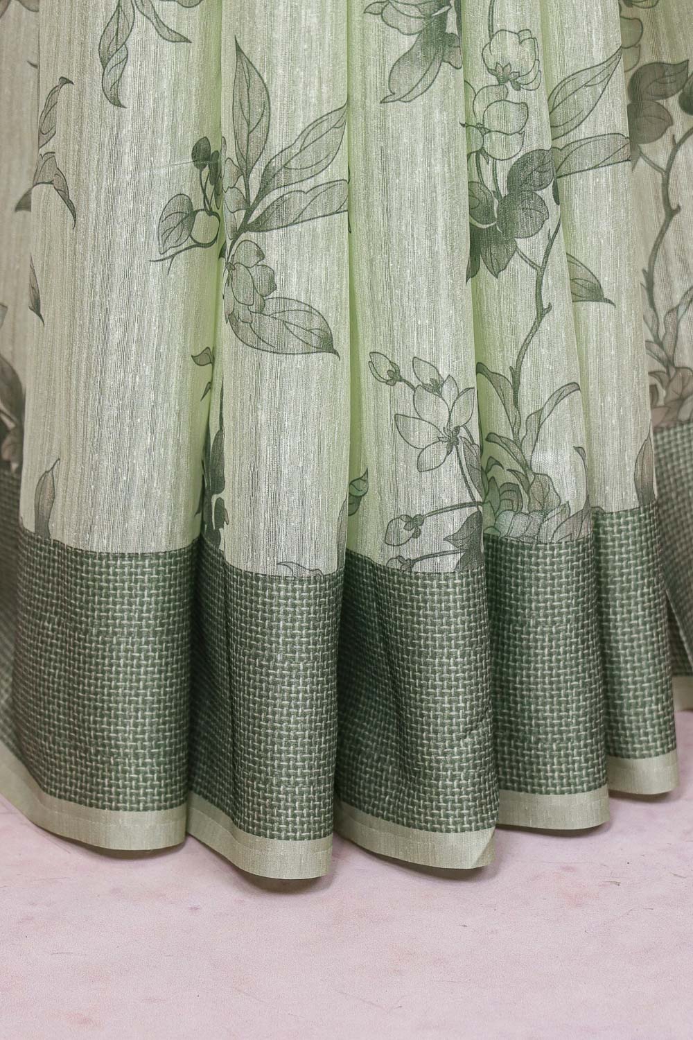 Pista Green Semi Jute Saree