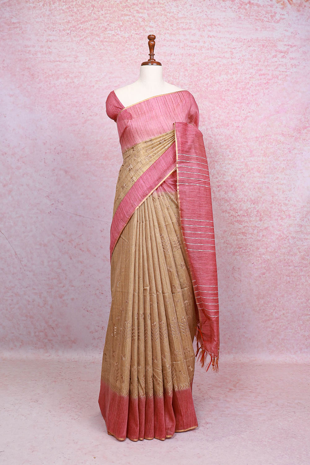 Gold Semi Jute Saree