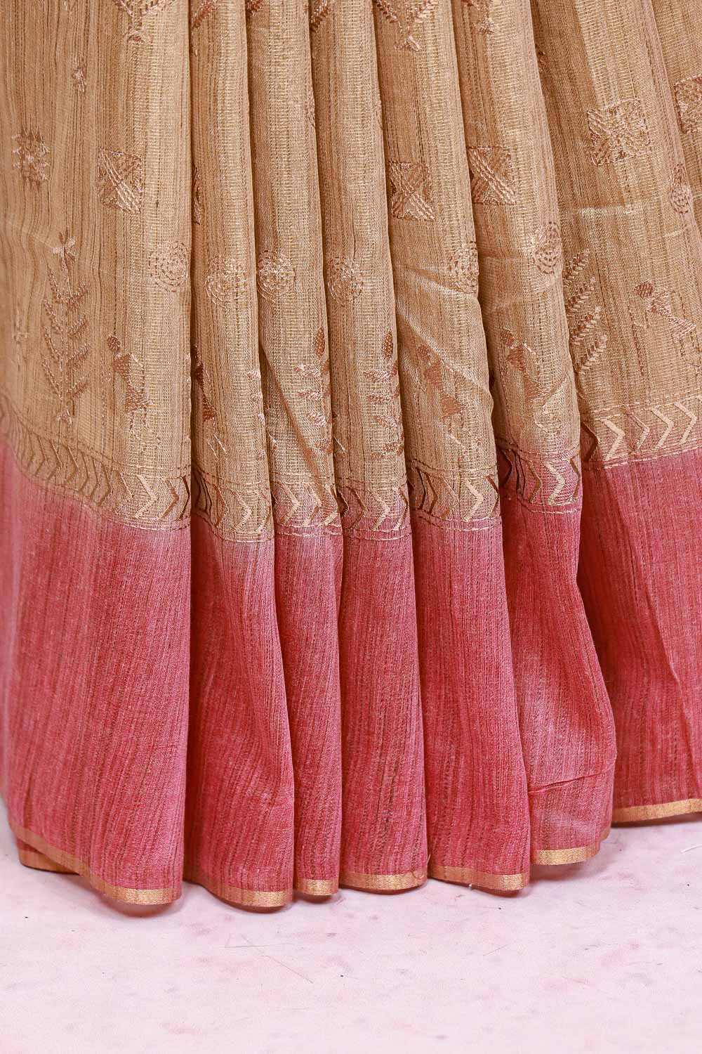 Gold Semi Jute Saree